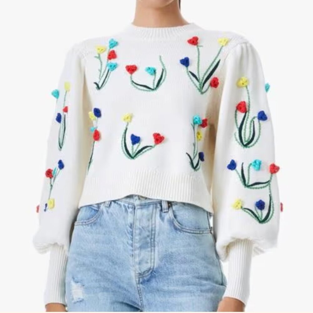 Alice+Olivia Embroidered Sweater
